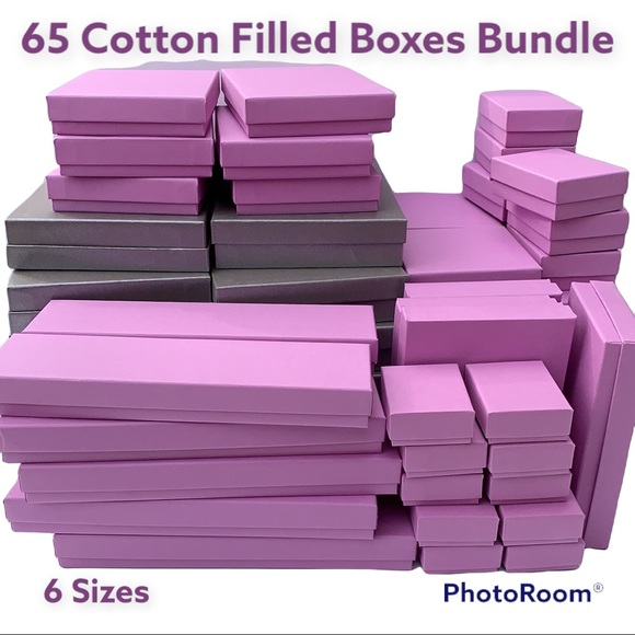 Jewelry Seller’s 65 Box Bundle with 6 Sizes Purple/Pearl Gray - Picture 1 of 16